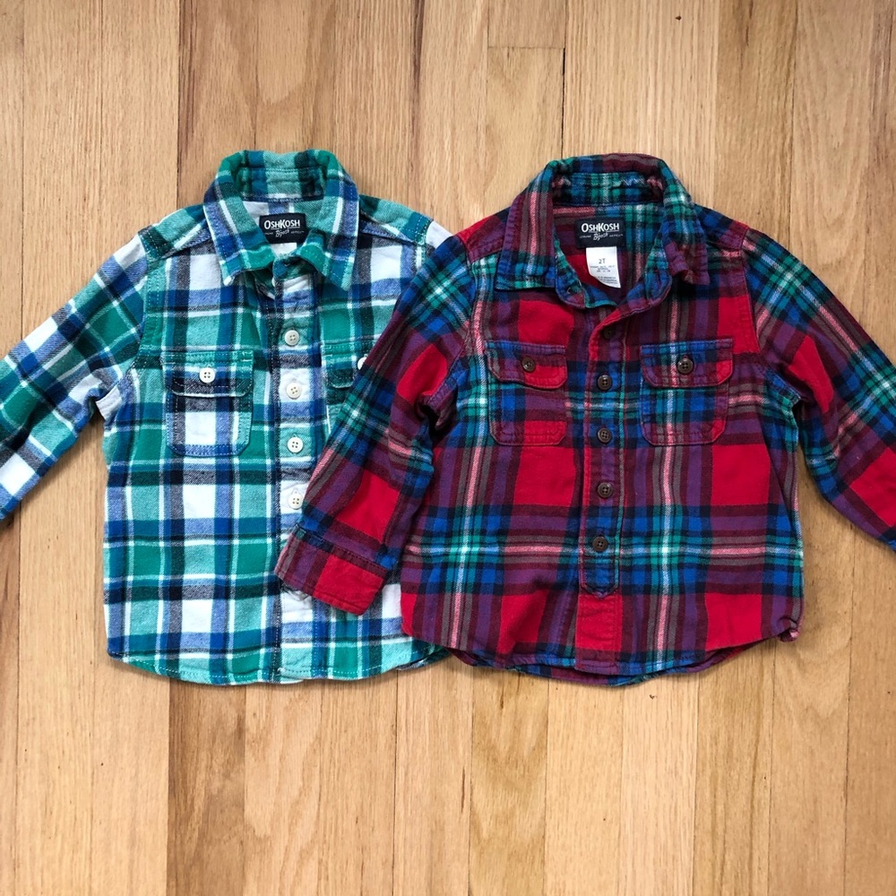 OshKosh Button Down Flannel Shirt Lot, size 2T